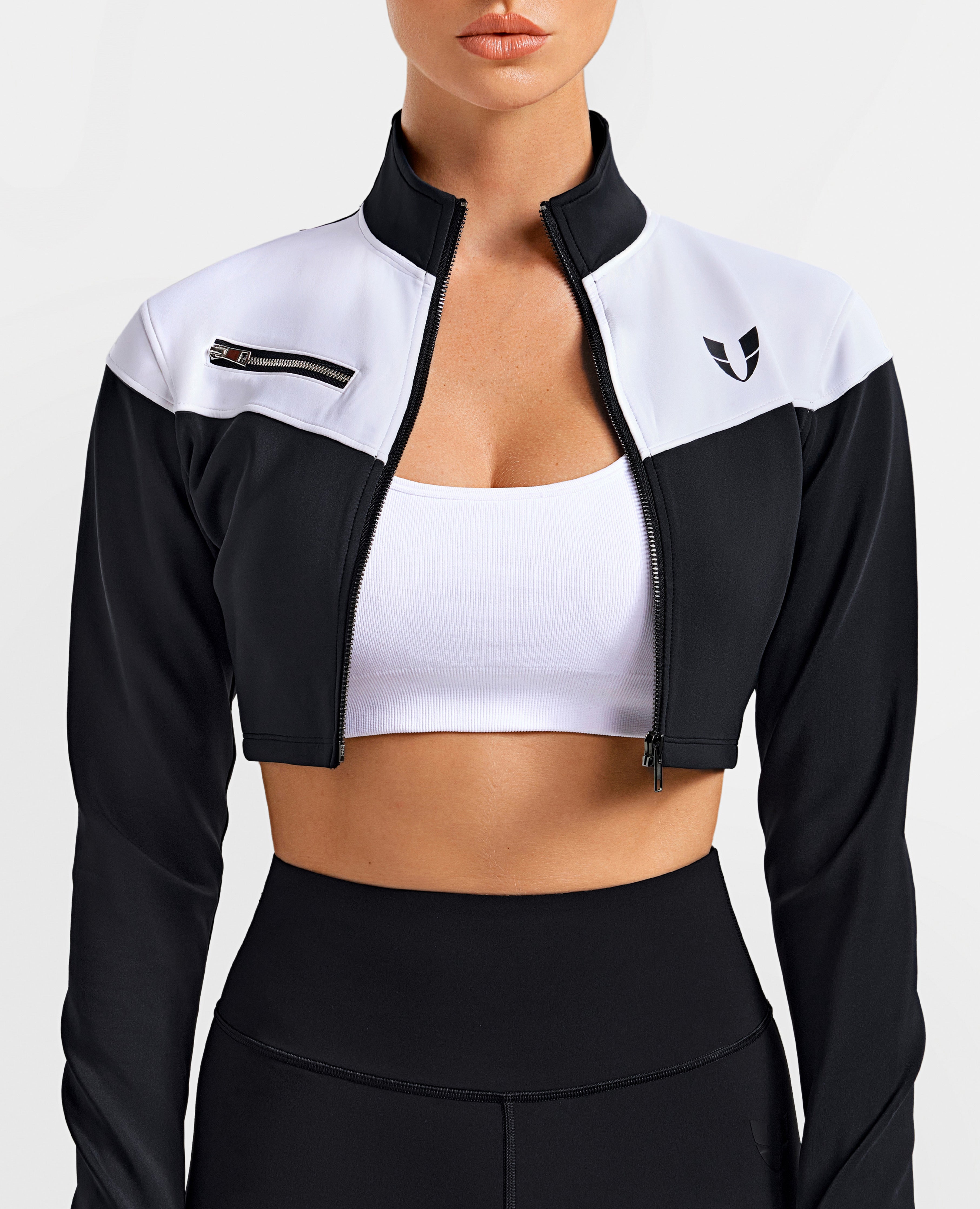 Vivid Fit Crop Jacket - Black and White