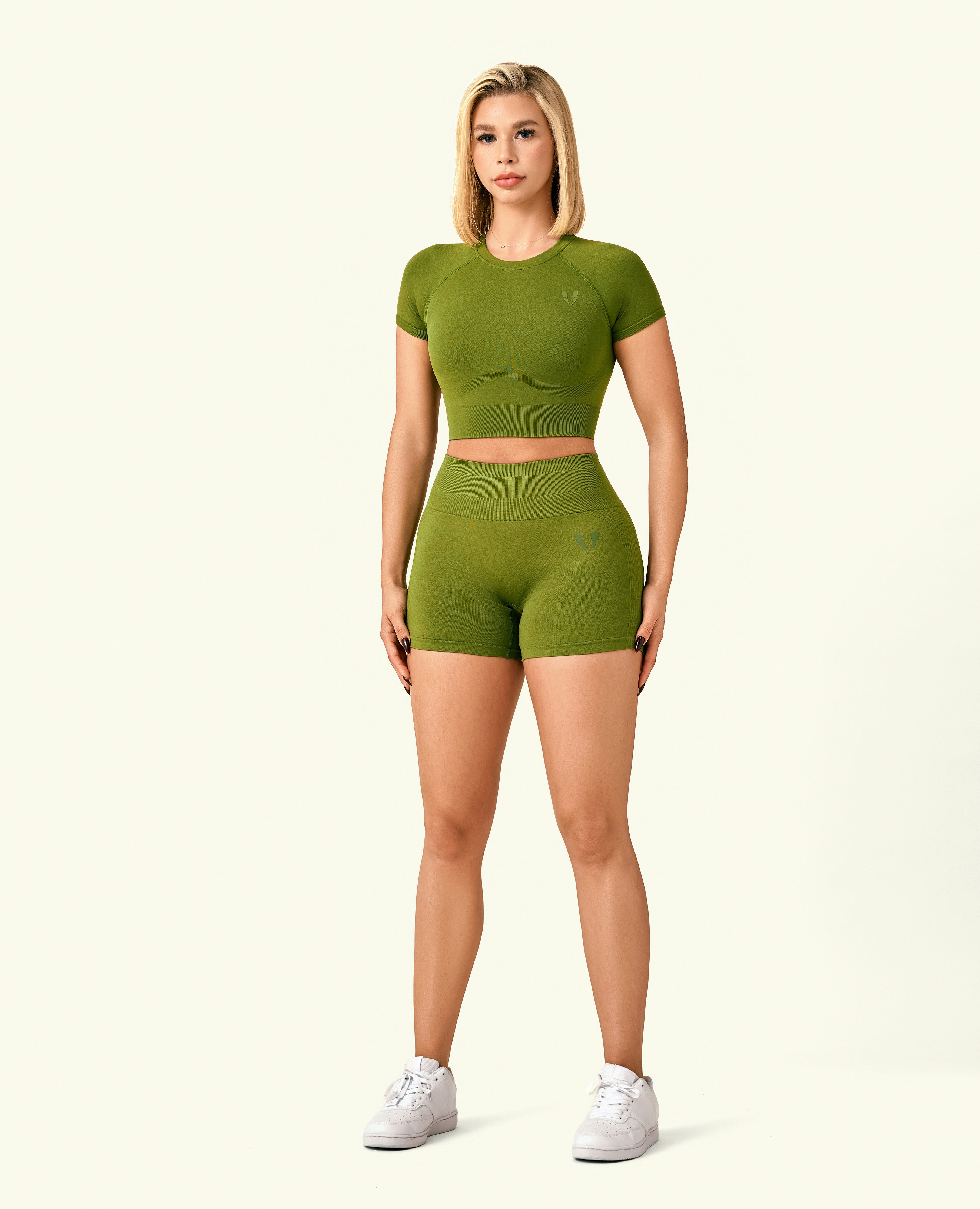 Tight Fit High Waist Shorts - Grass Green