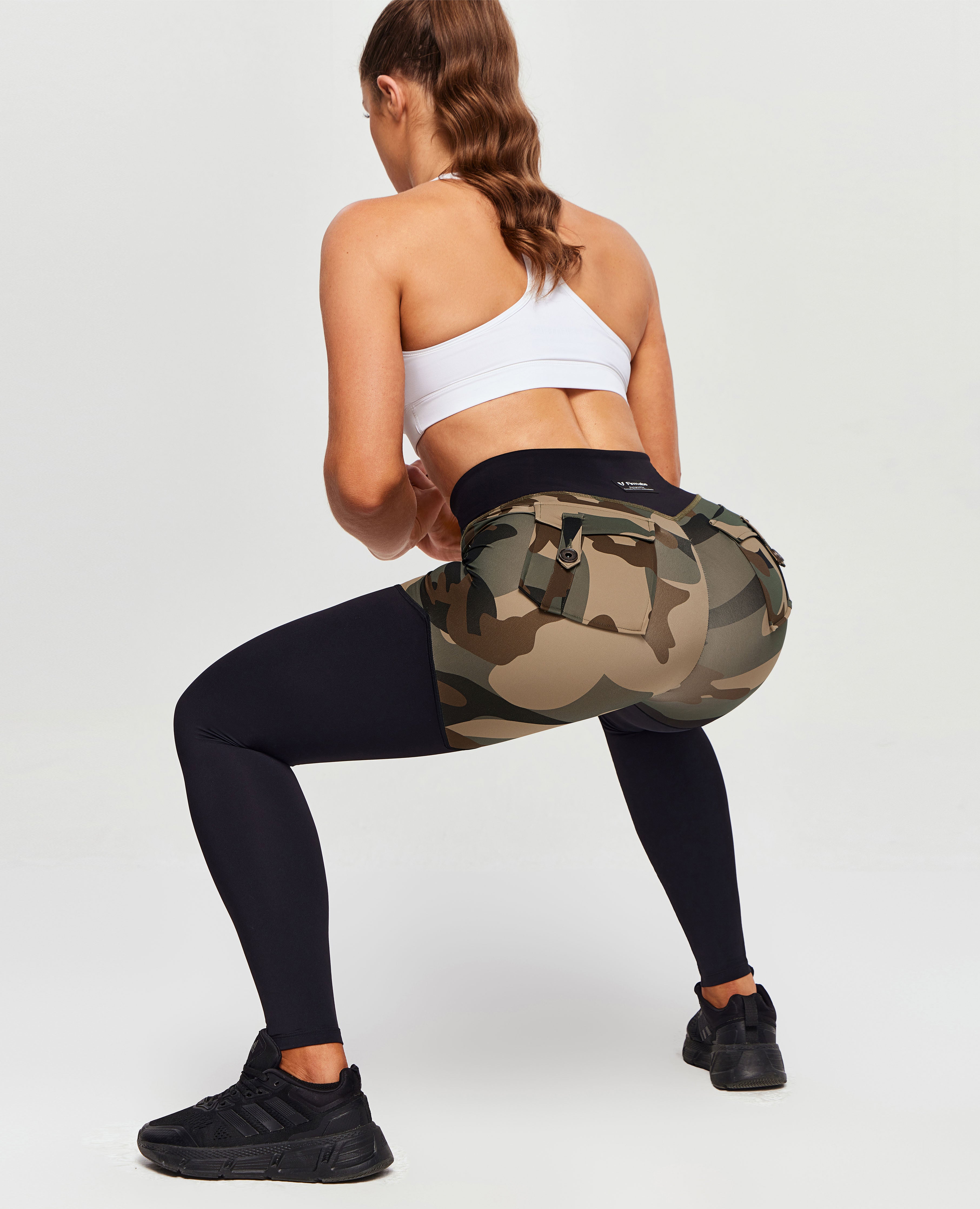 V-Waist Gym Leggings - Coffee Camo