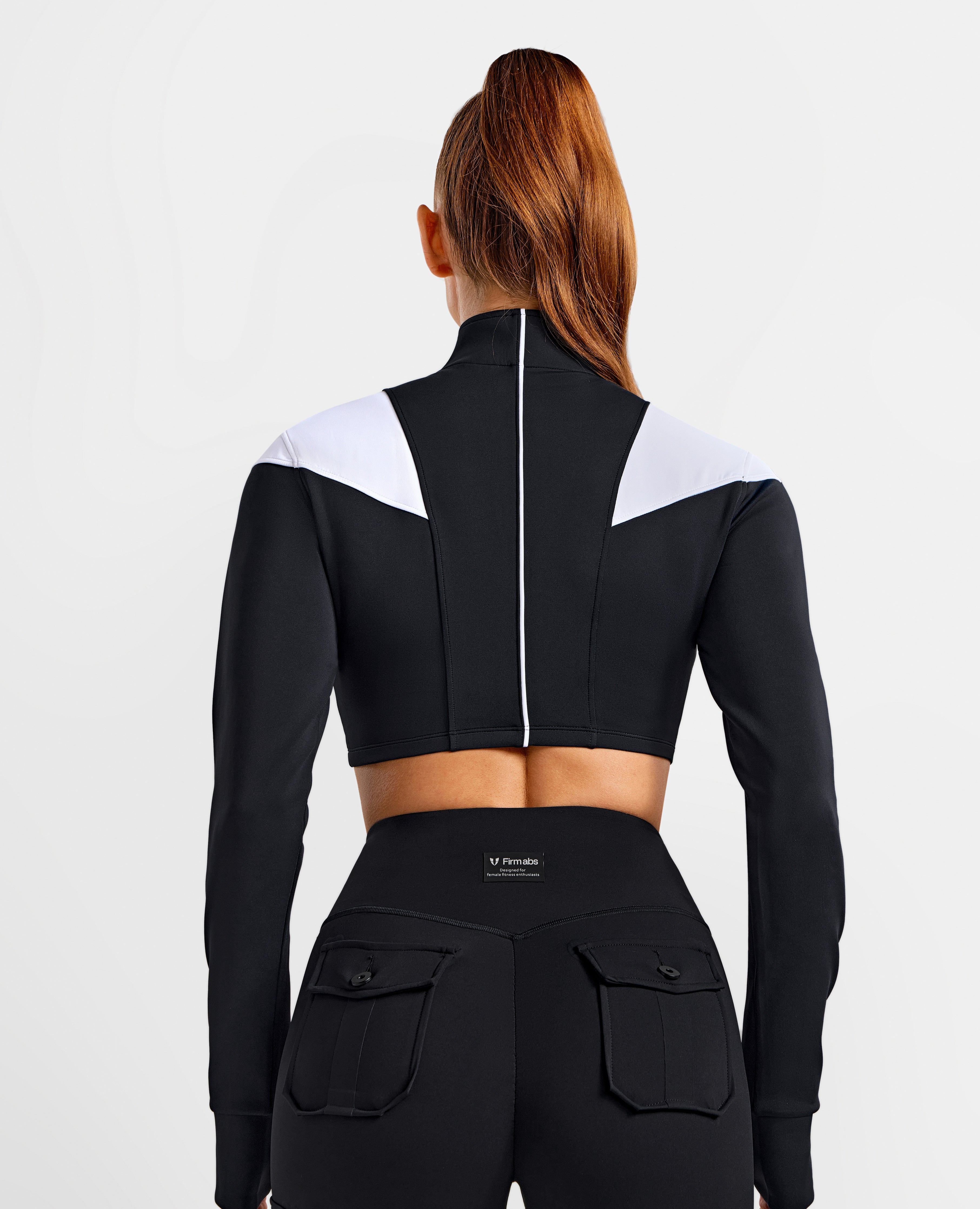 Vivid Fit Crop Jacket - Black and White