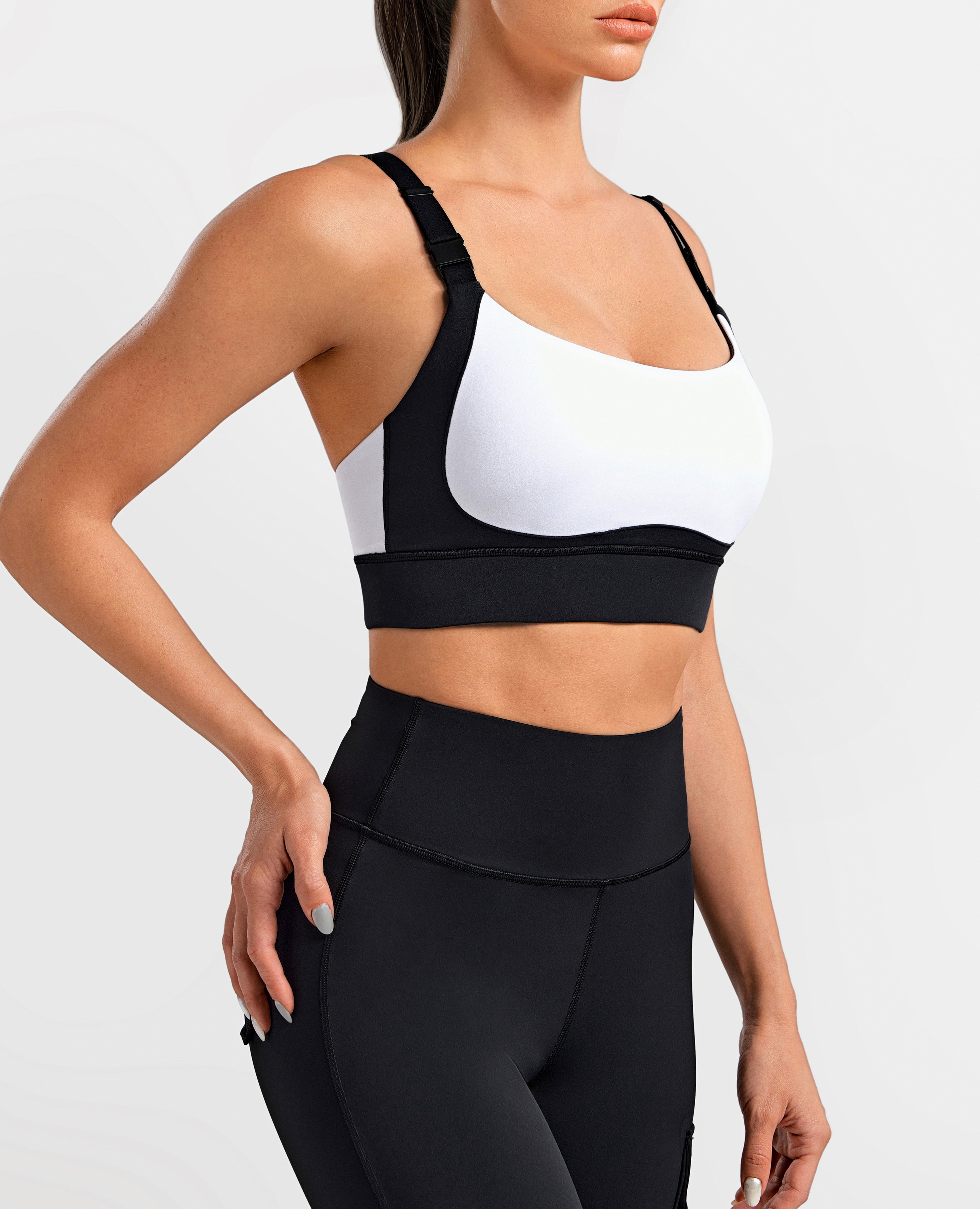 Vivid Fit Sports Bra - Black and White