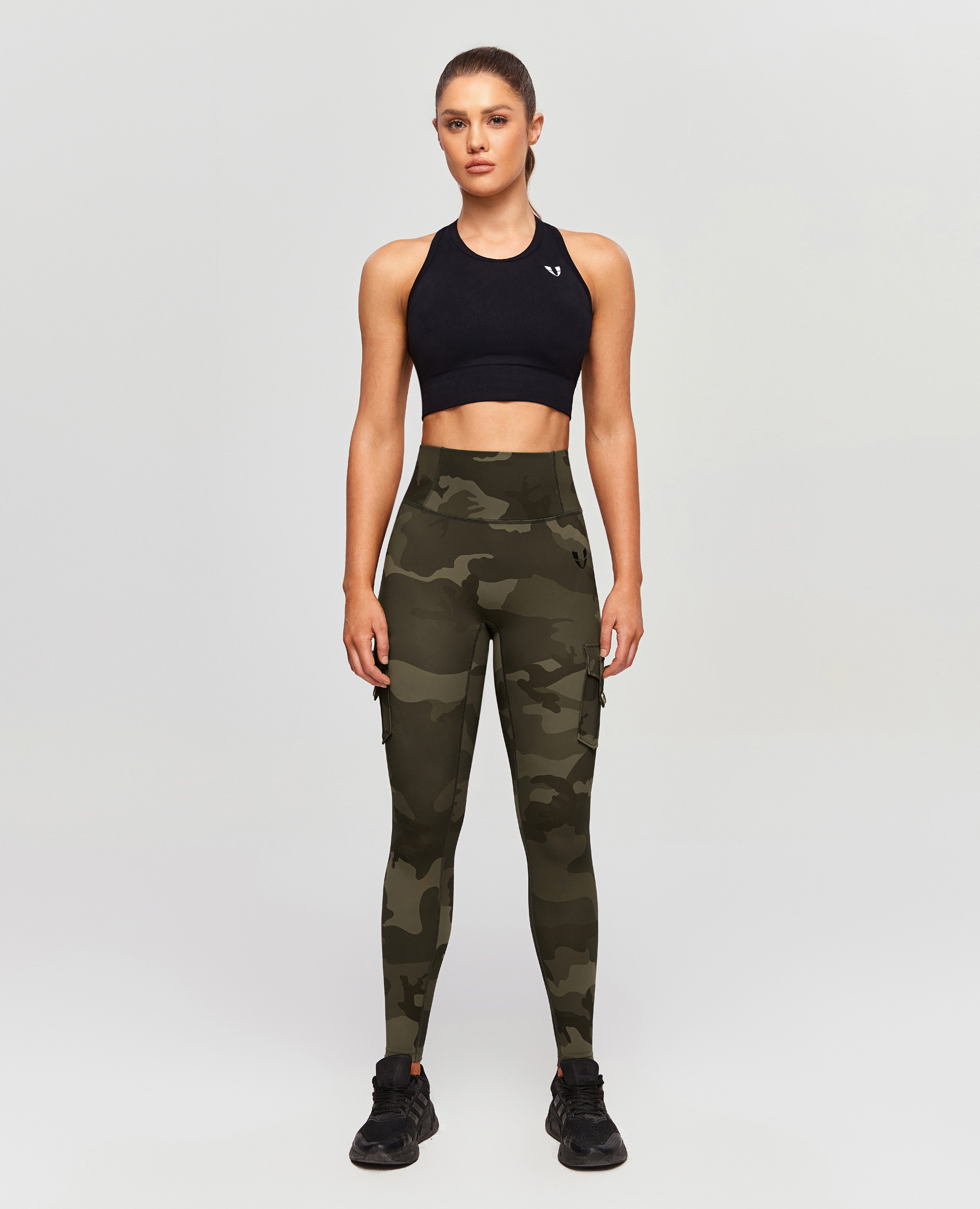 High Waisted Cargo Leggings - Army Green Camo