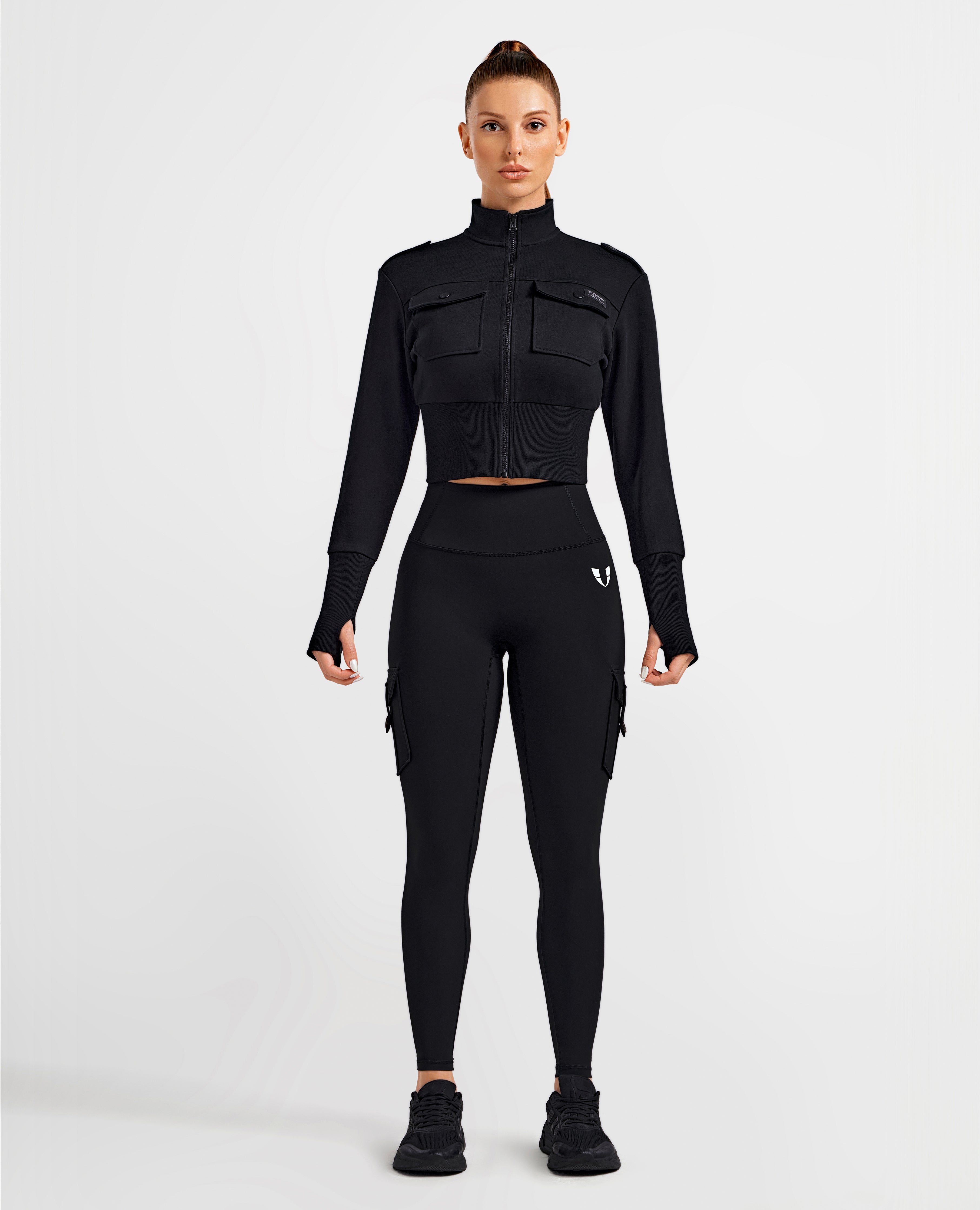 Loose Fit Active Crop Jacket - Black