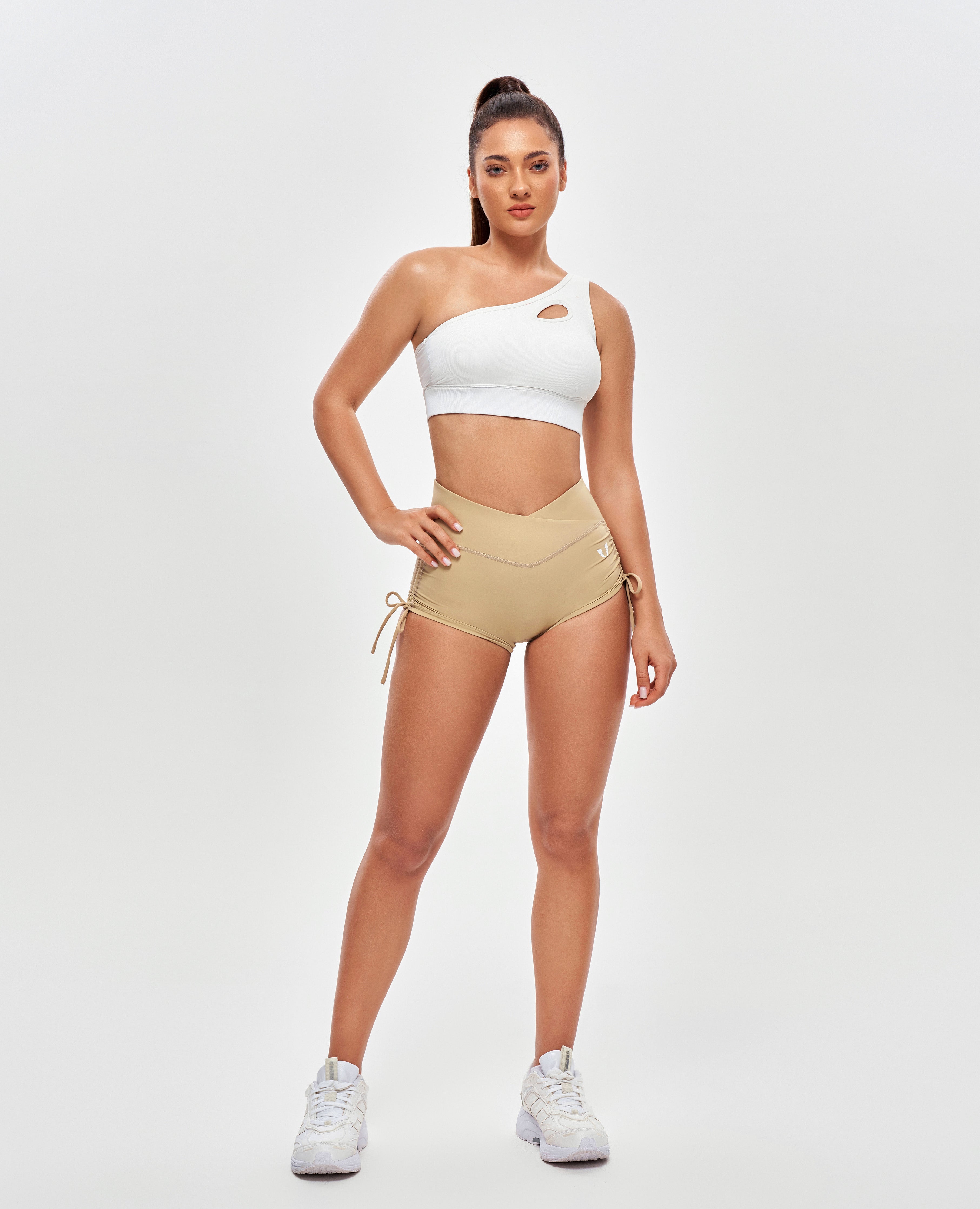 V-waist Scrunch Butt Shorts - Khaki Yellow