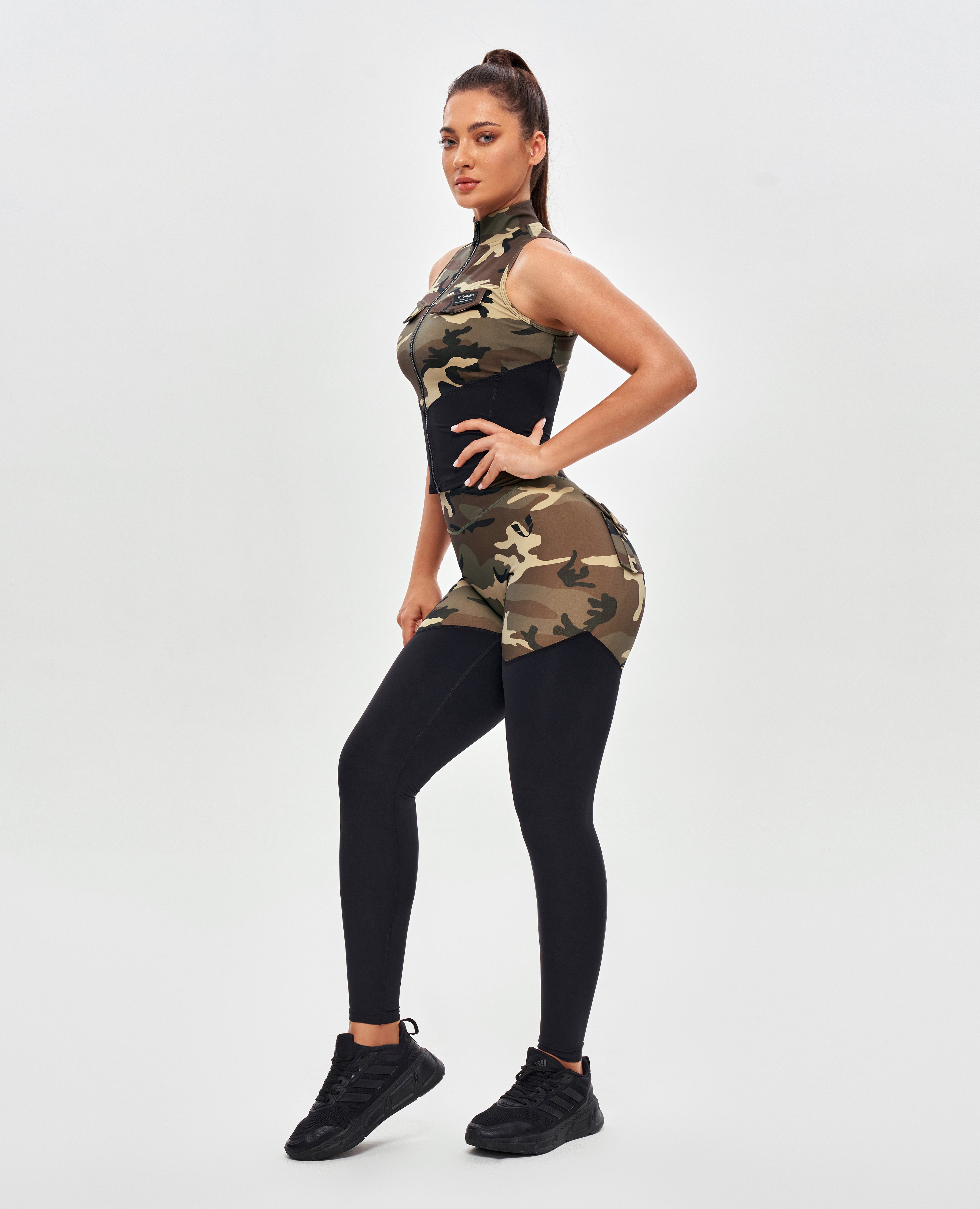 Cargo Power Leggings - Earth Camo and Black