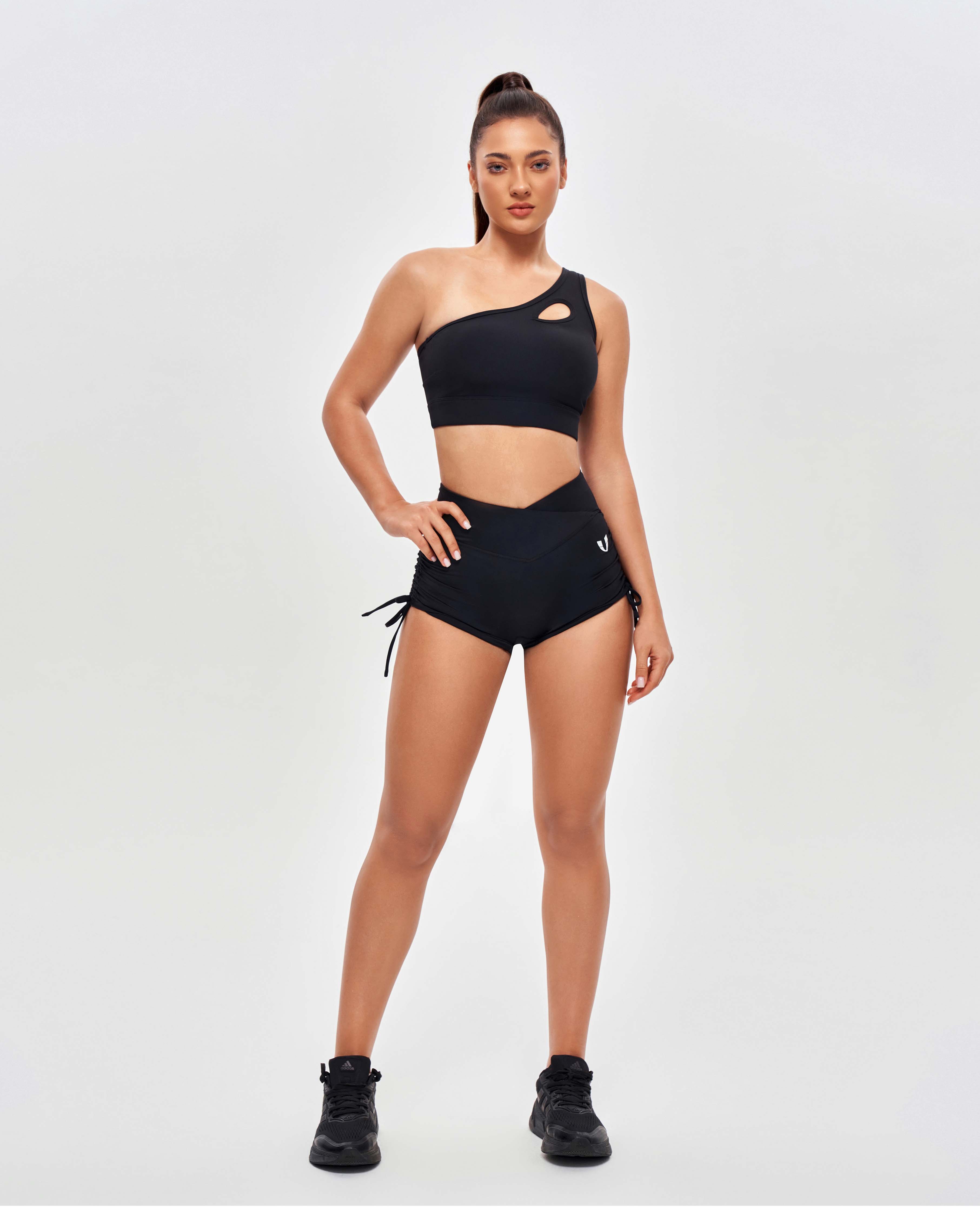 V-waist Scrunch Butt Shorts - Black