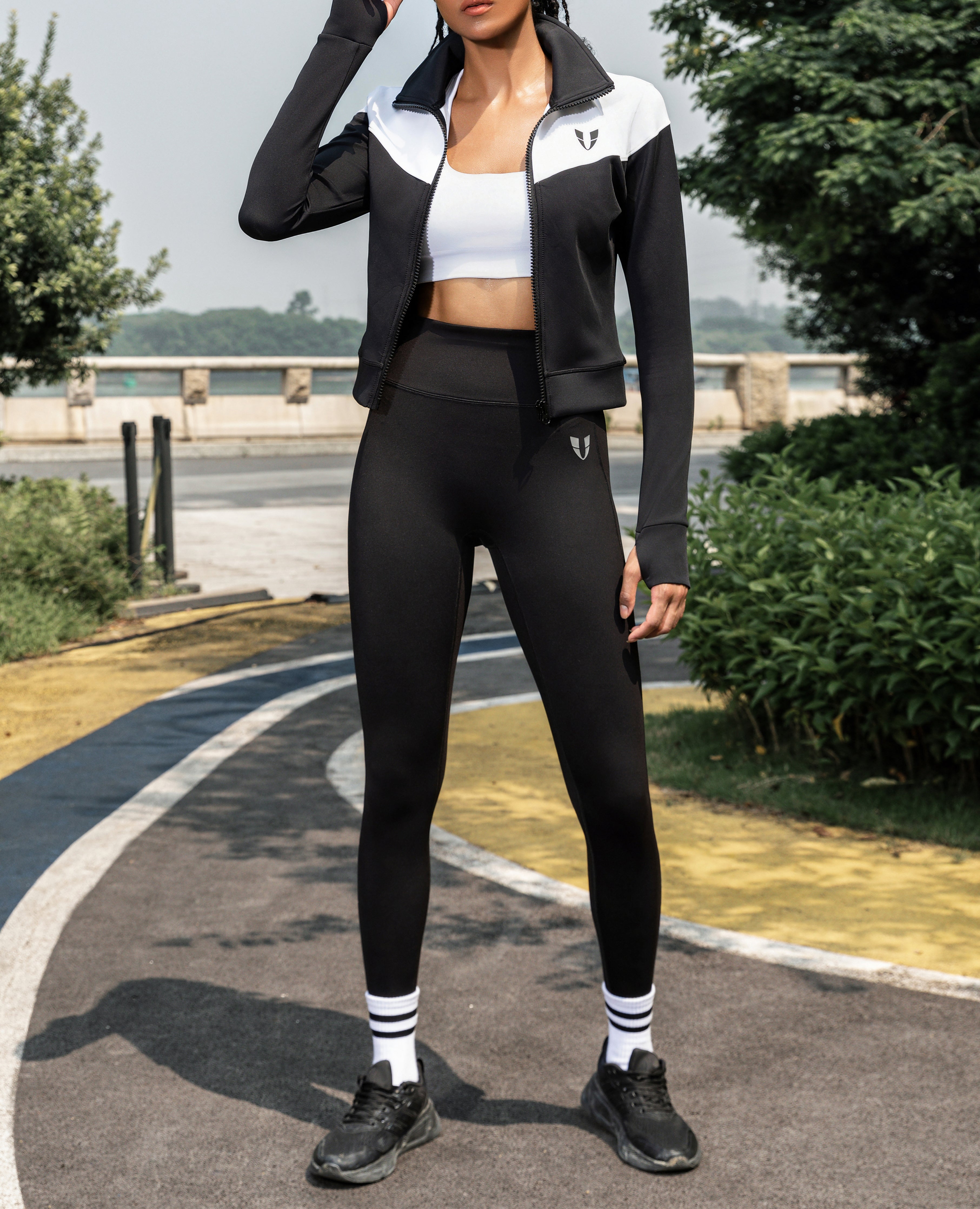 V-Shape Athletic Jacket - White and Black