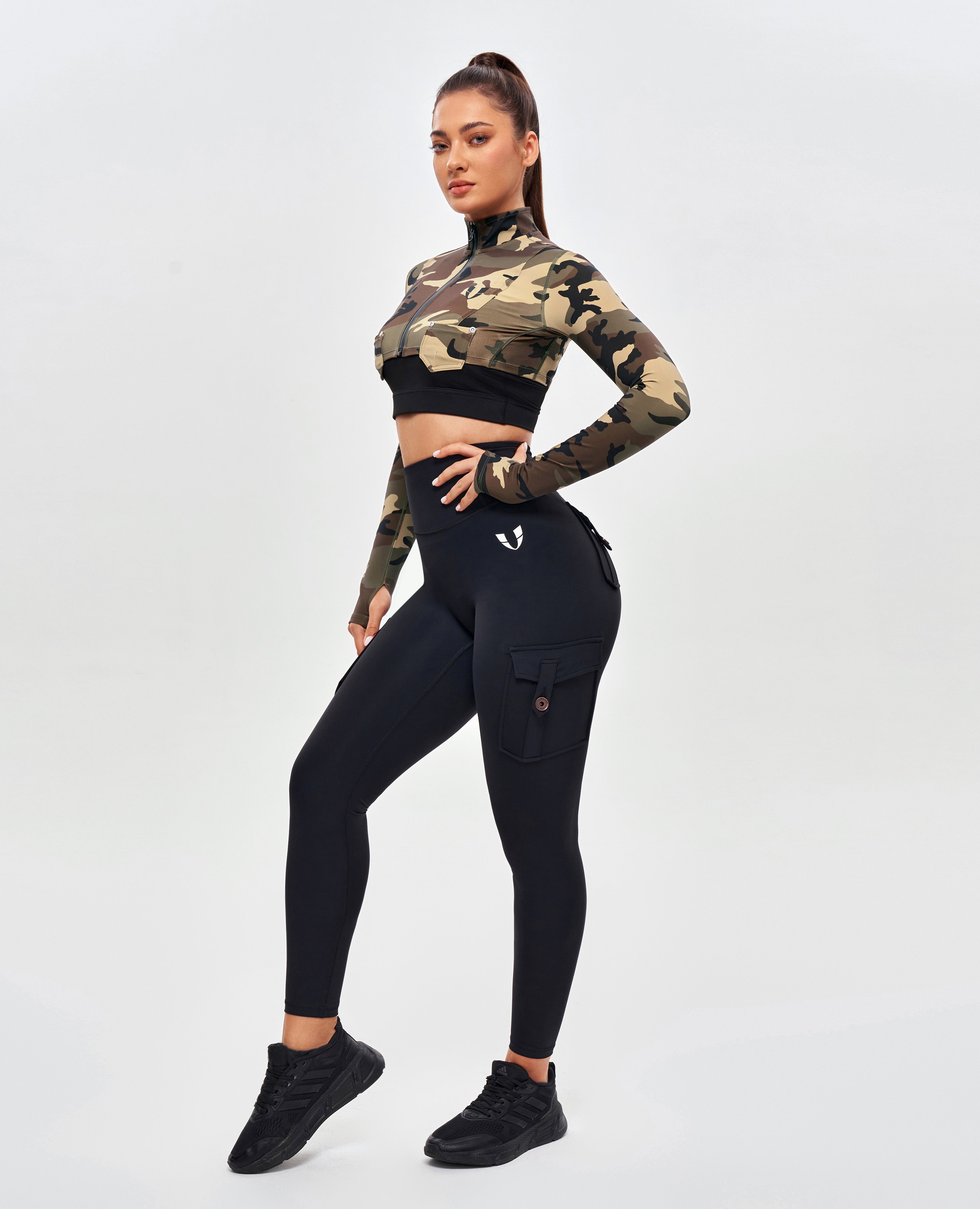 Firmabs Long Sleeve Crop Top - Earth Camo