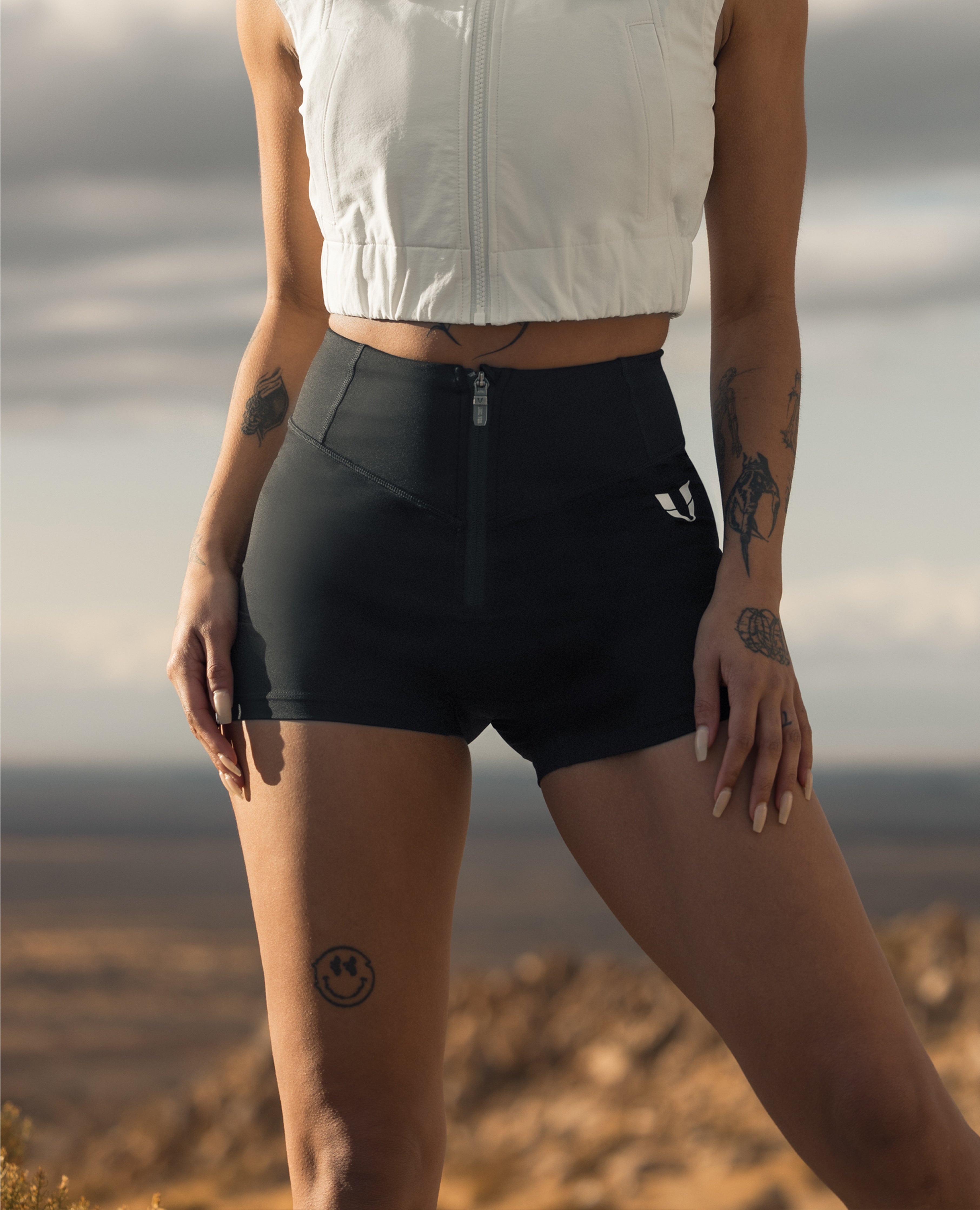 Zip Front Pocket Shorts - Black