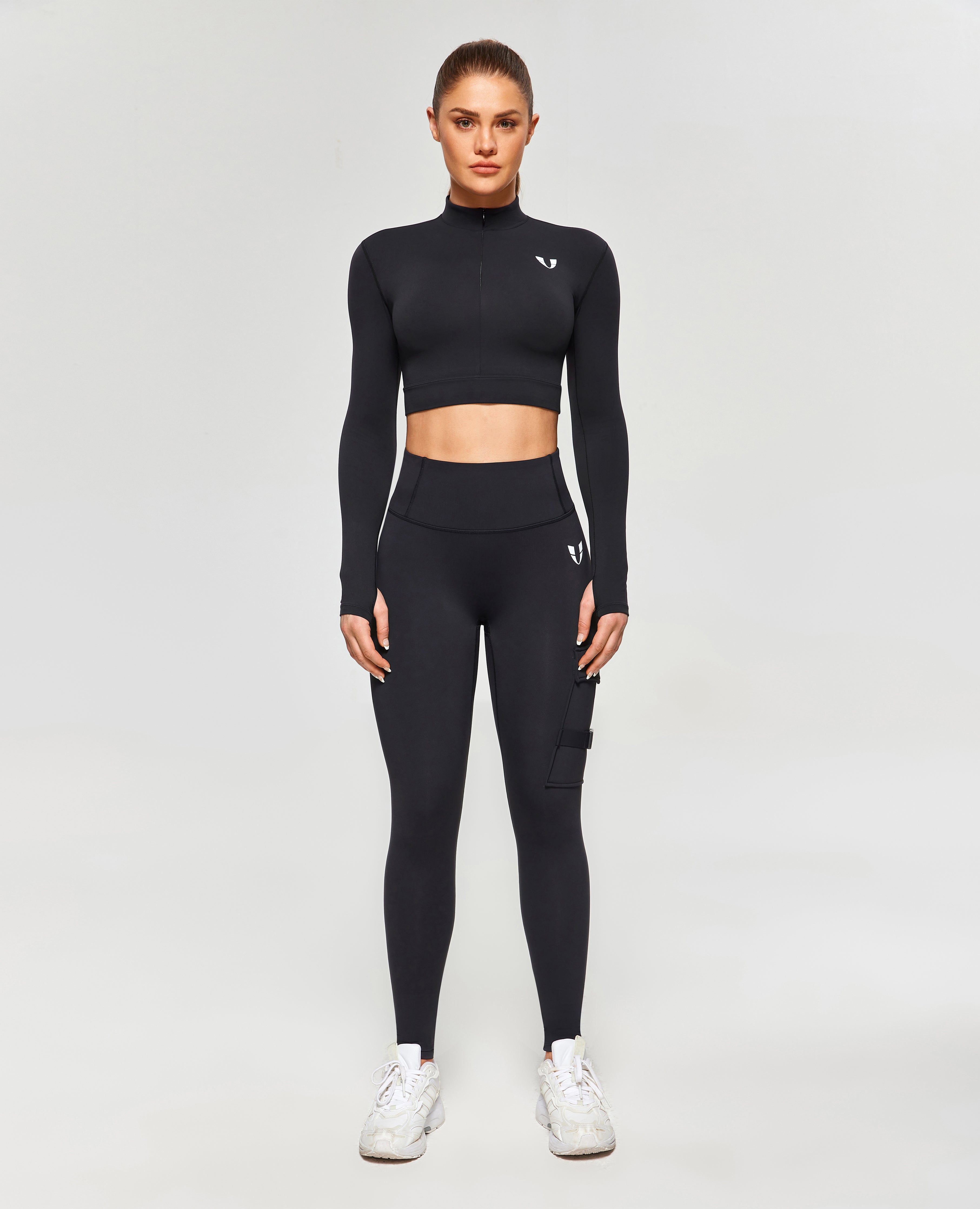 Thermal Fleece Cargo Leggings - Black