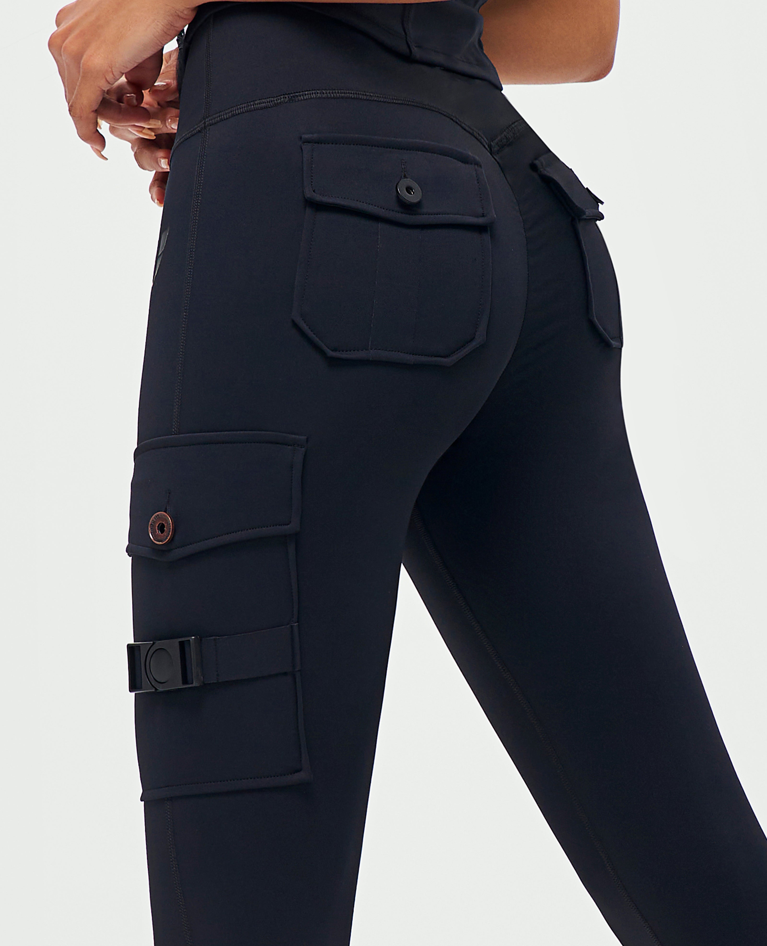 Cargo-Fitness-Leggings – Schwarz