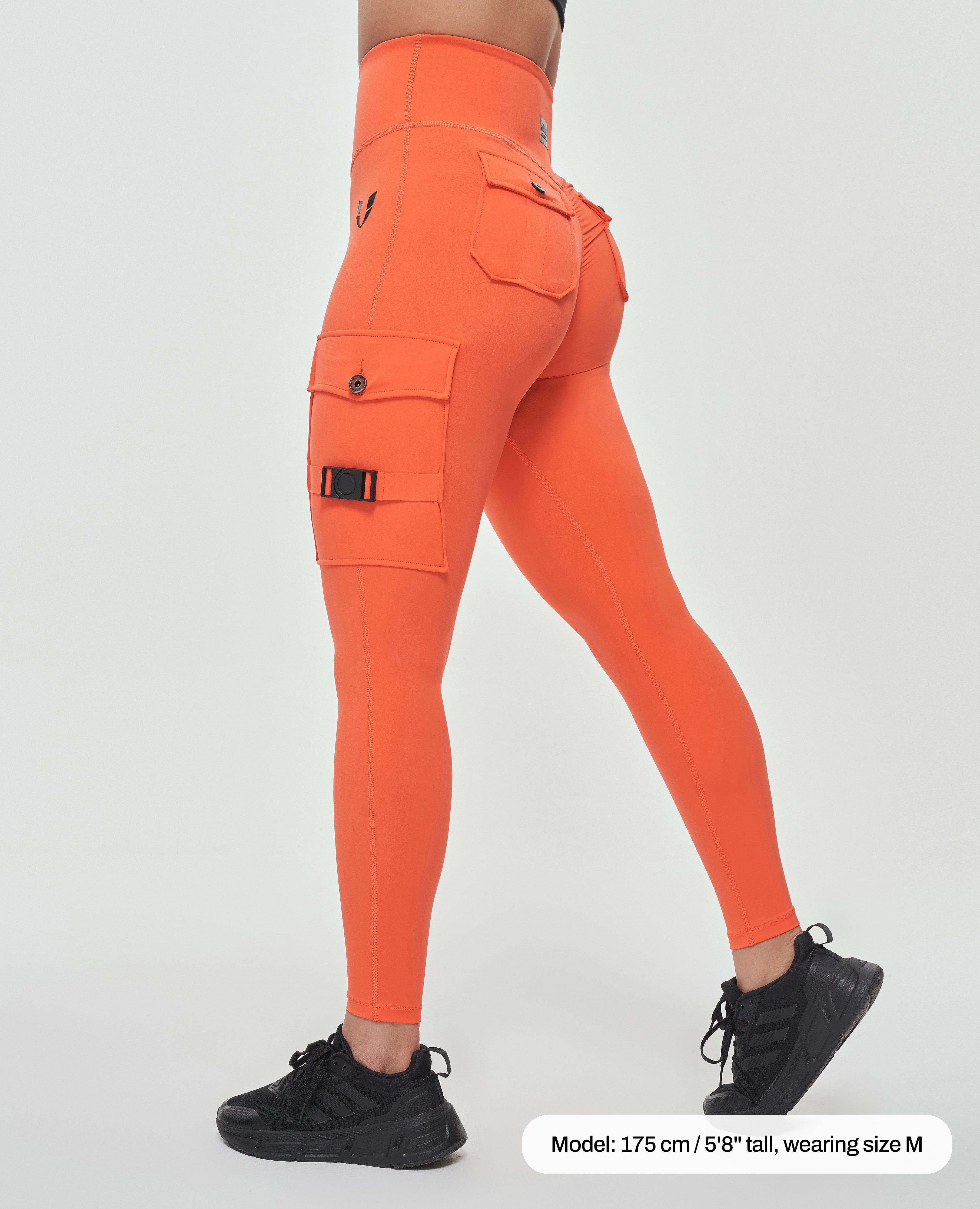 Cargo High-Waisted Pocket Leggings - Orange