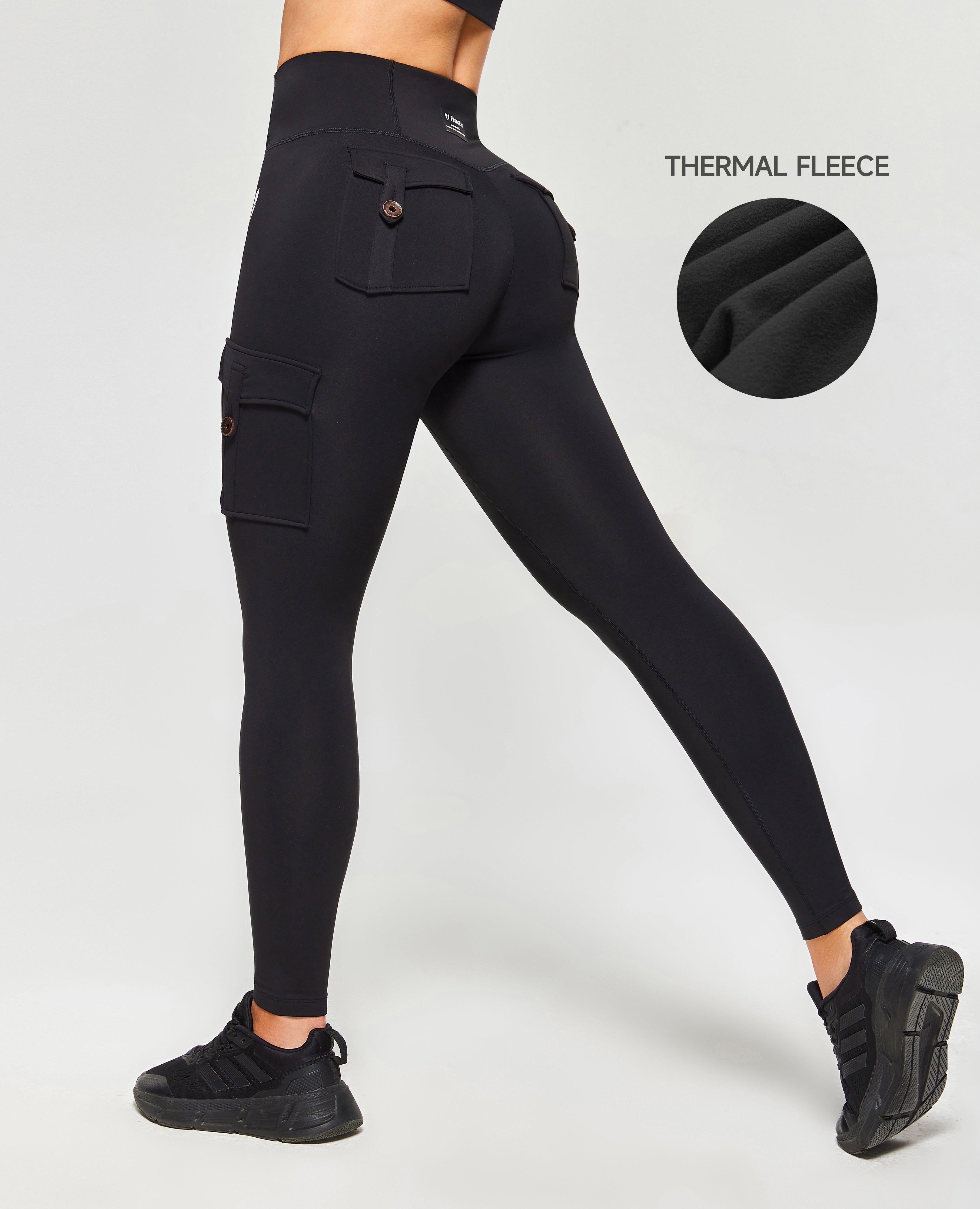 PowerMove Thermal Fleece Cargo Leggings - Black