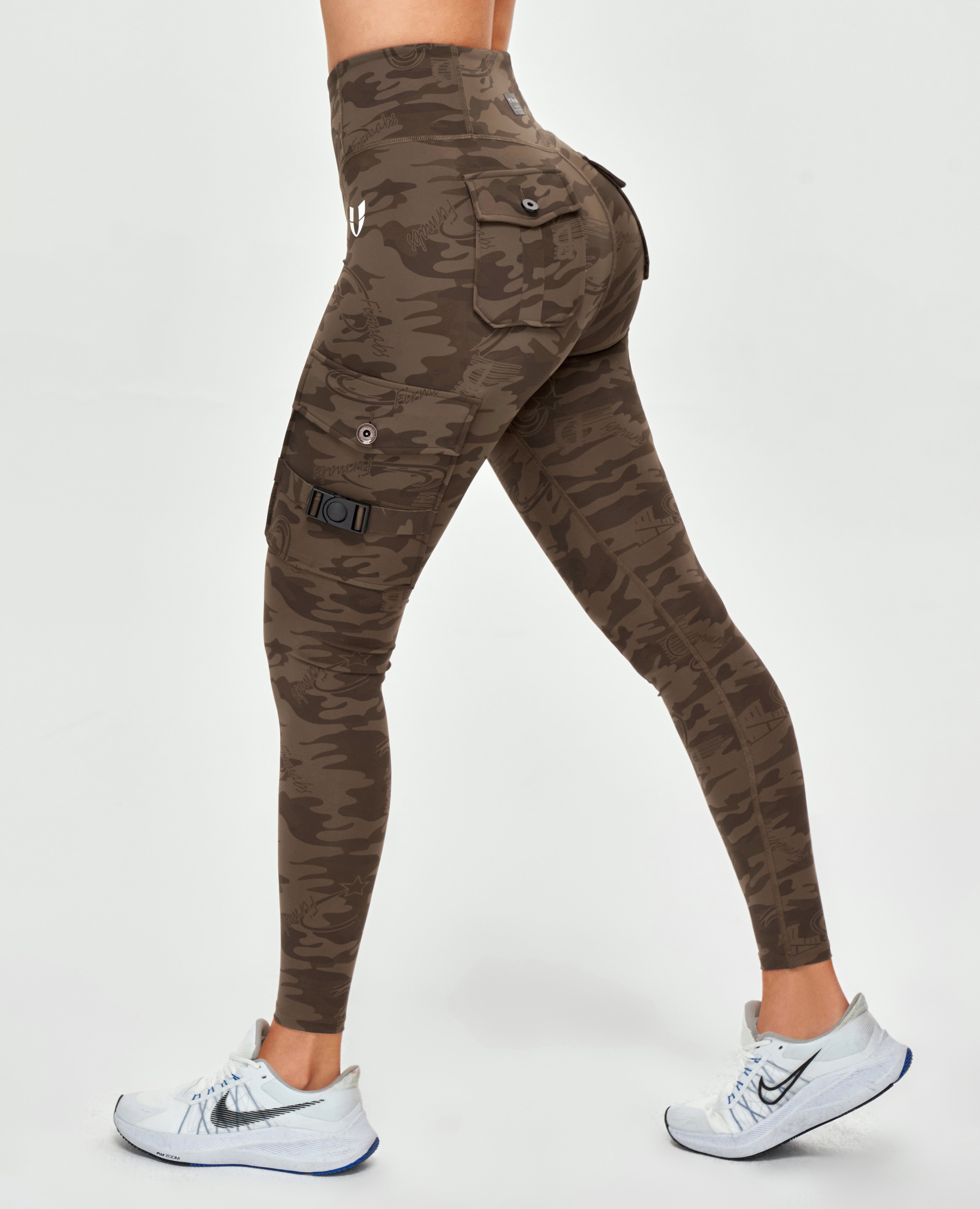 High Waisted Cargo Leggings - Brown, FIRM ABS