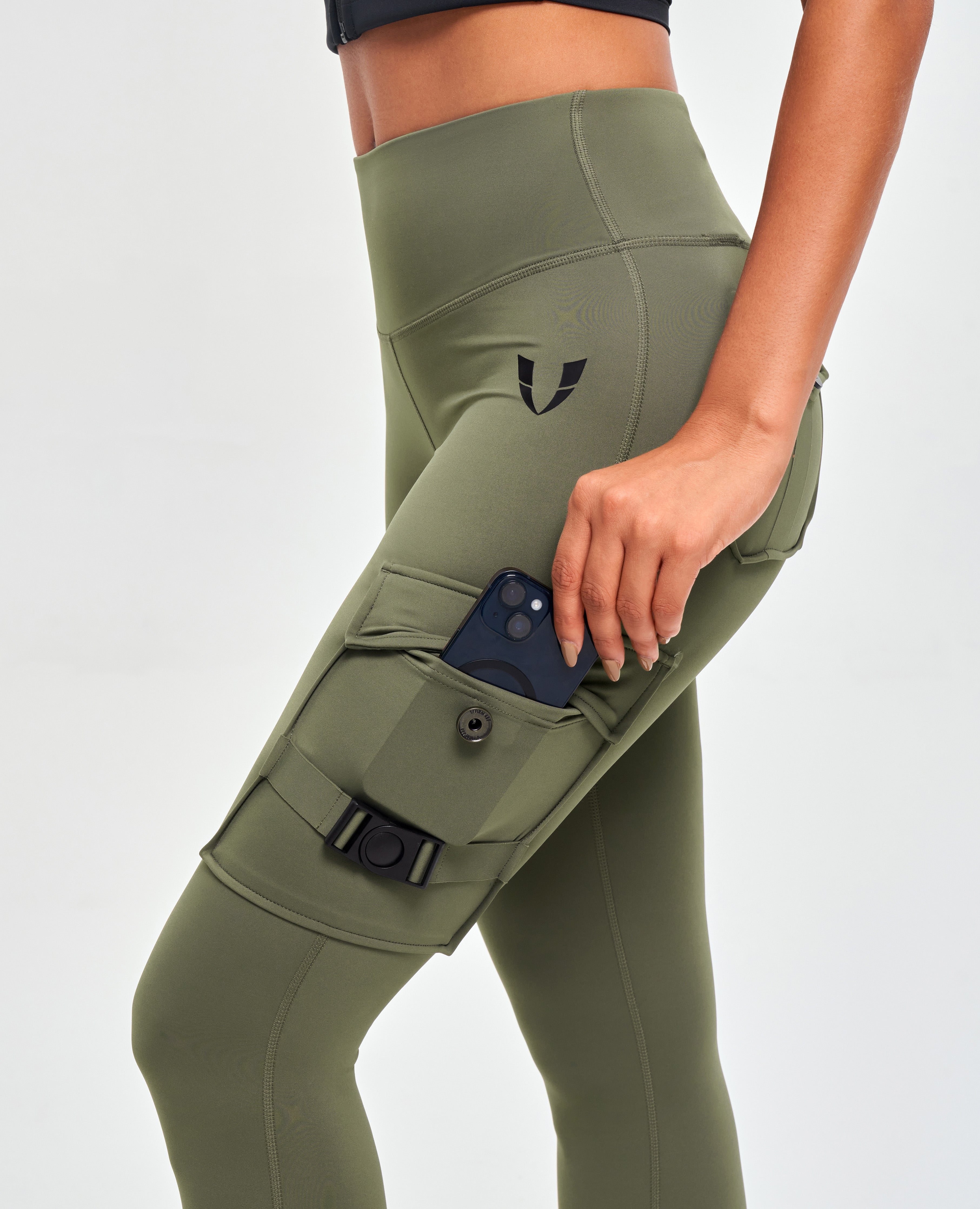 Buy V LOVEFIT Firm ABS Women's Fitness Leggings Seamless Sports Pants  Pocket Running Workout Yoga Tummy Control Trousers (Olive Green, L) at