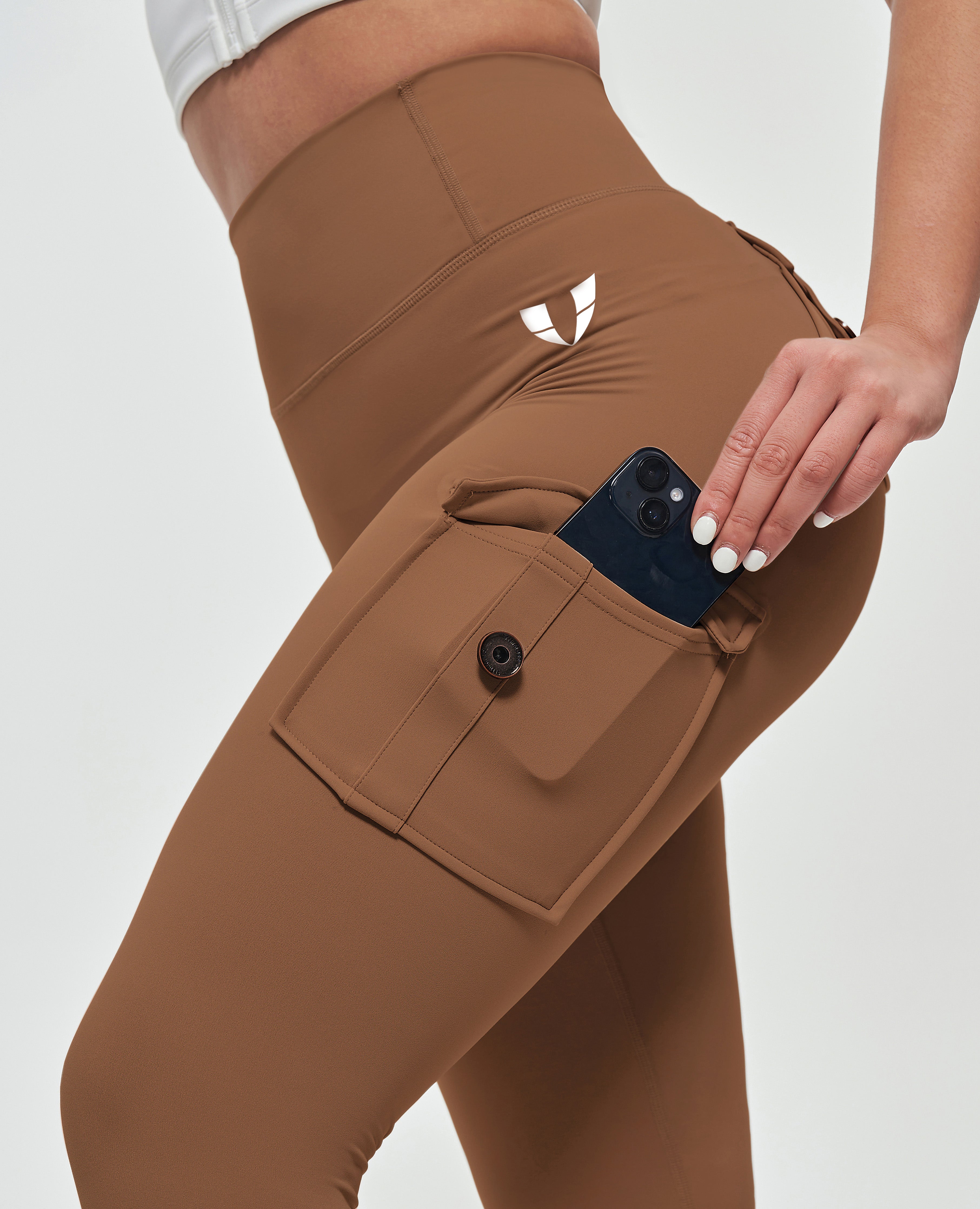 High Waisted Cargo Leggings - Brown, Firmabs