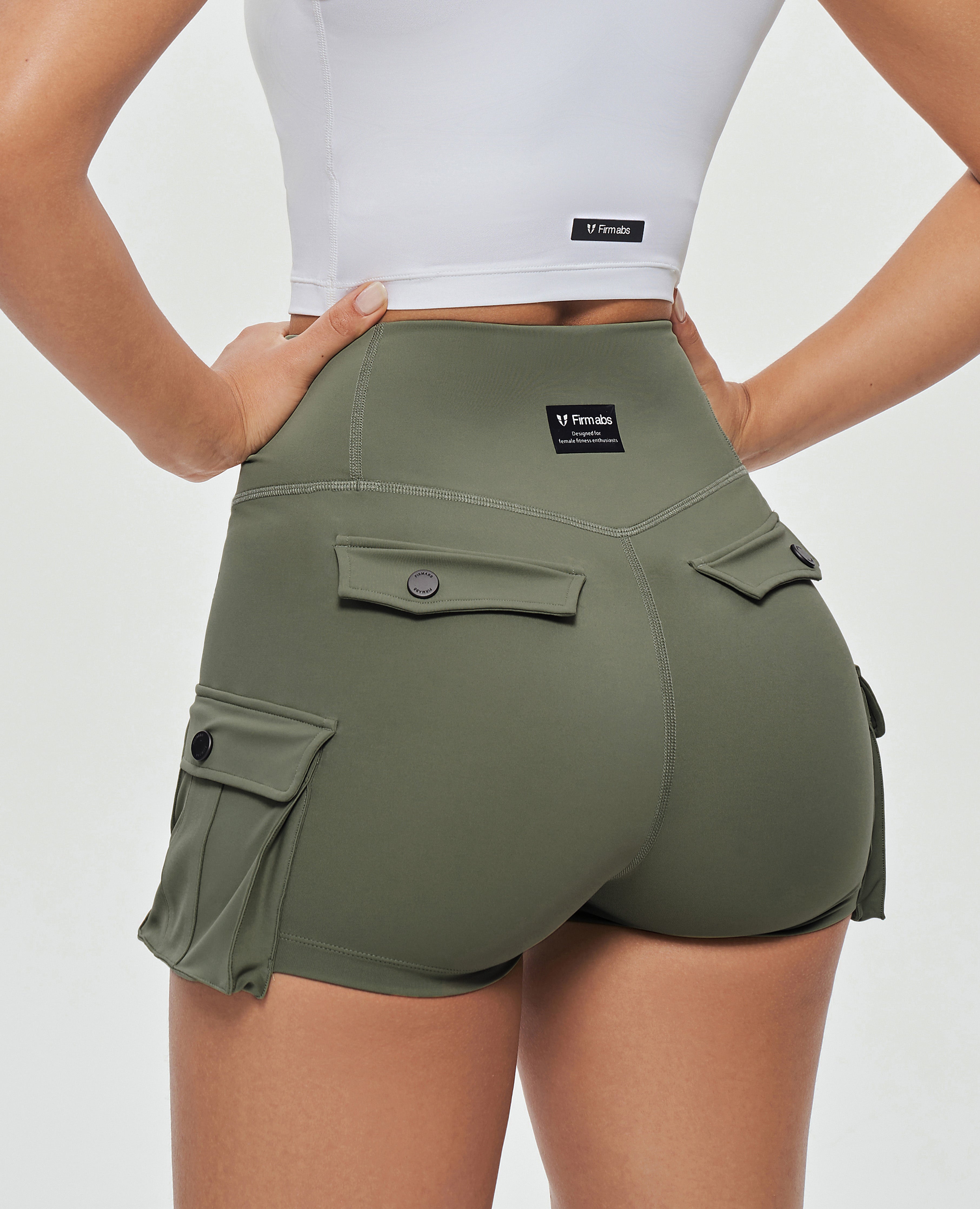 Cargo Shorts for Women with Pockets Scrunch Booty Short Leggings High  Waisted Stretch Workout Athletic Shorts (Medium, Green)