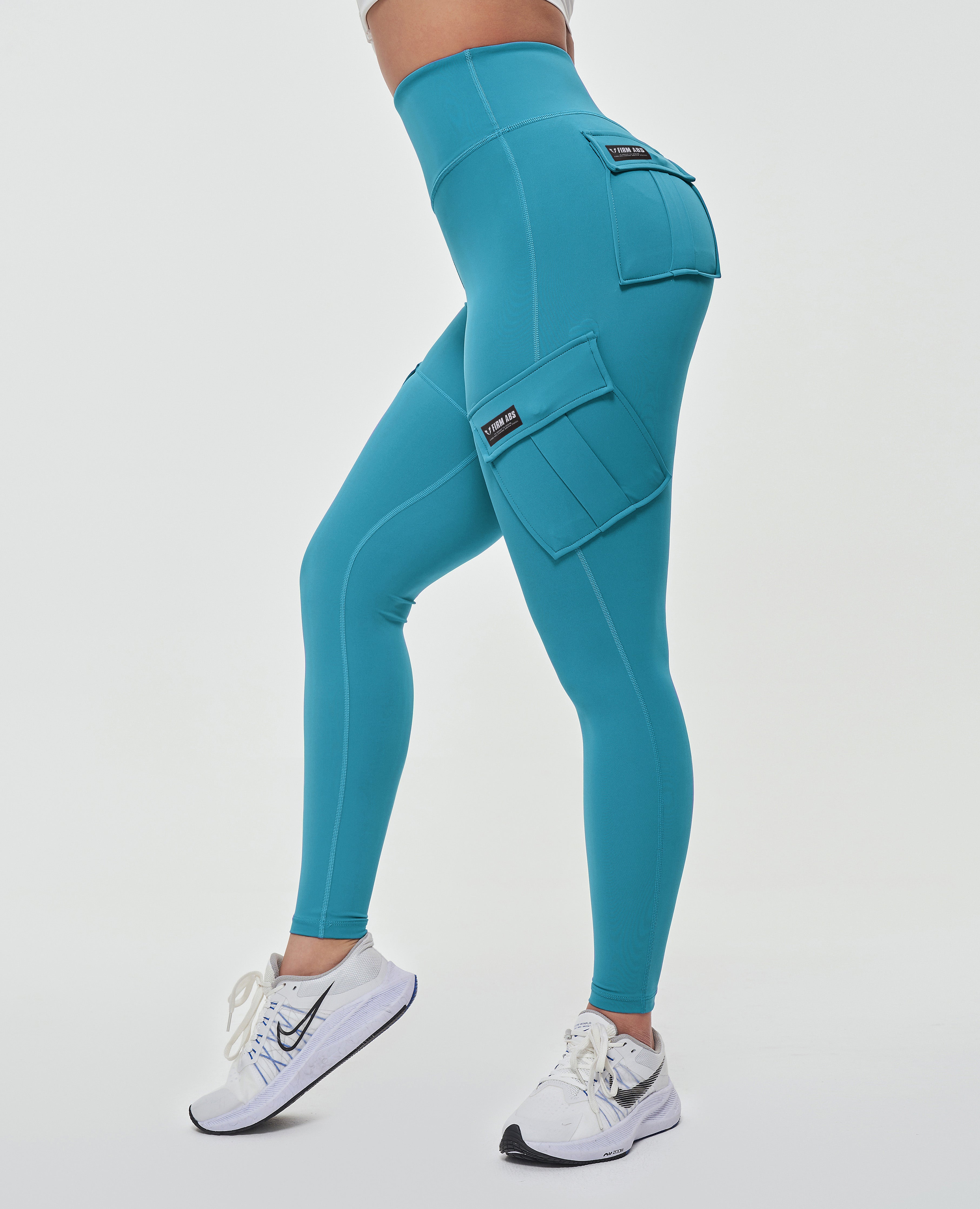Firm Abs cargo fitness leggings Blue, Women's Fashion, Bottoms