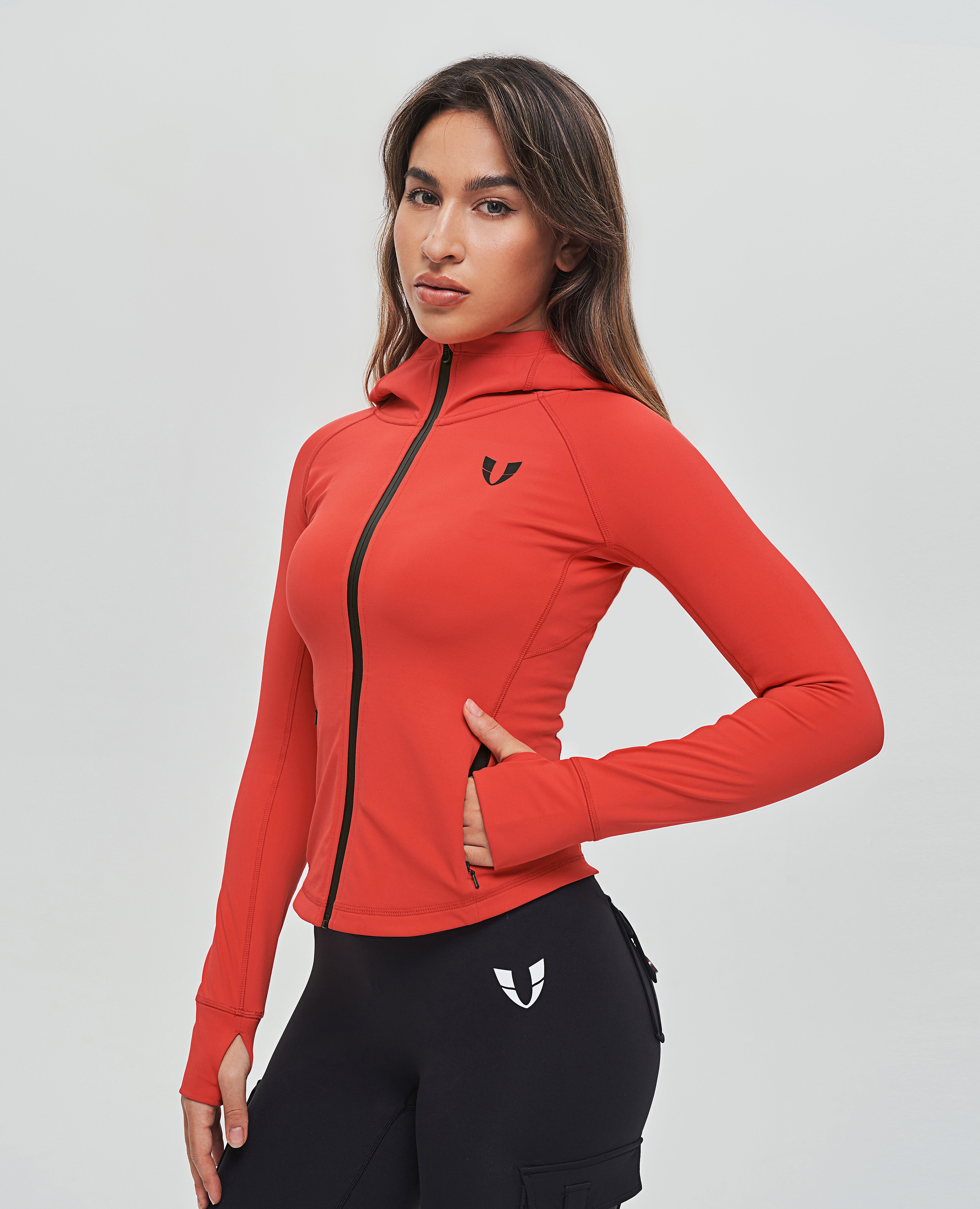 Thin Fleece Zipper Hoodie Red