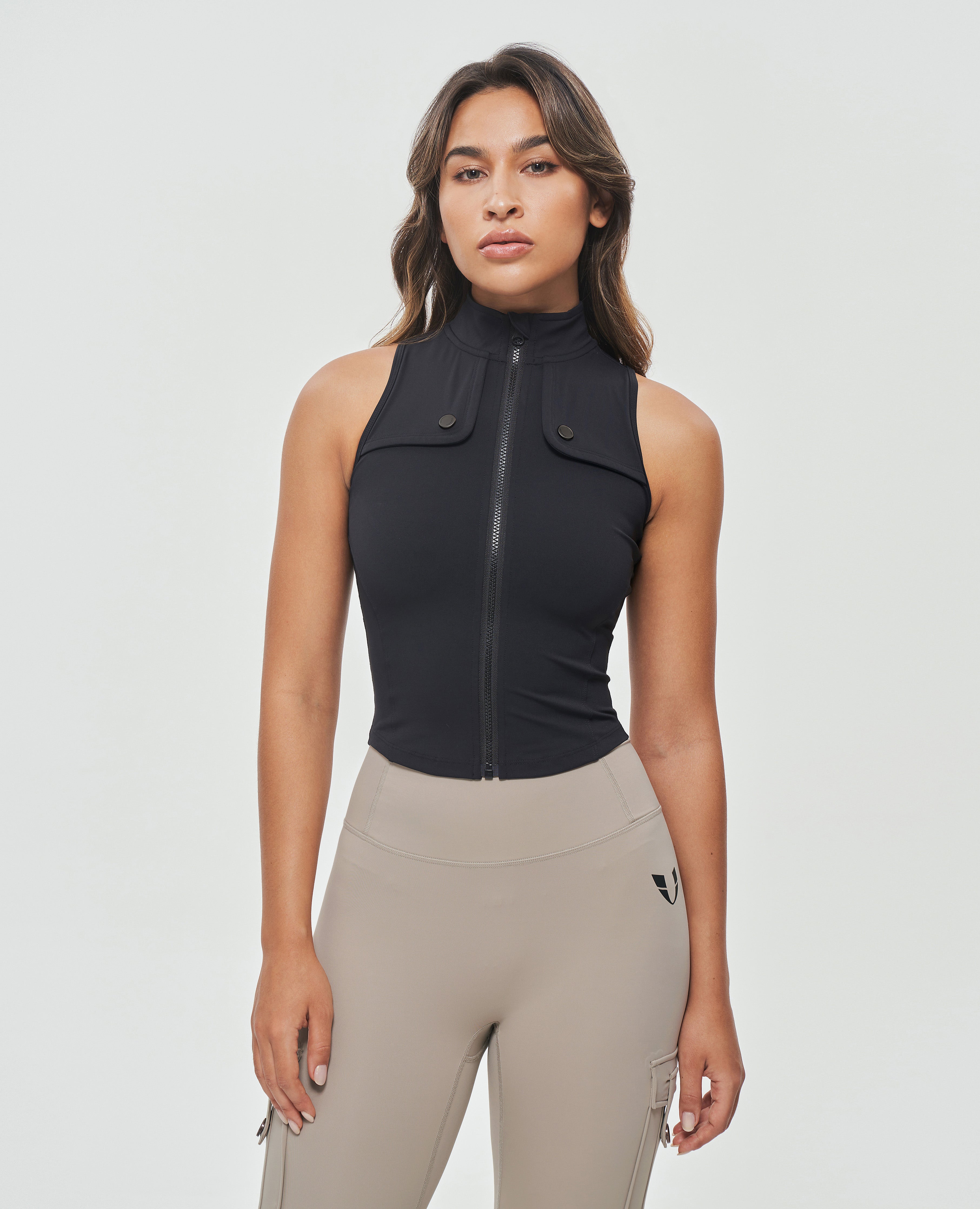 Womens Turtle Neck Crop Tops Short Shirt Sleeveless Fitness Tank Vest Sports  Bra
